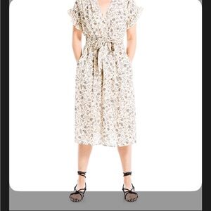 Elegant Cream Floral Midi Dress